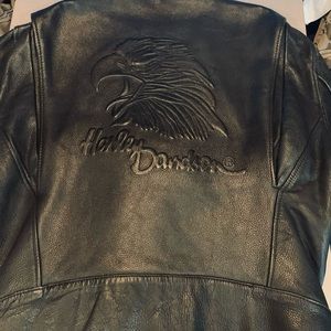 Mens Harley Davidson Embossed Original Screaming Eagle Leather Jacket.  Sz 40